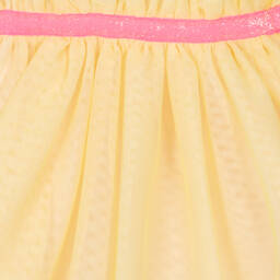 Billieblush-Бело-желтое платье из тюля с пальмами | Childrensalon Outlet