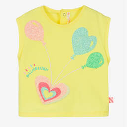 Billieblush-Girls Yellow Beaded Cotton T-Shirt | Childrensalon Outlet