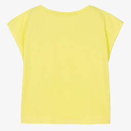Billieblush-Желтая хлопковая футболка с солнечными очками | Childrensalon Outlet
