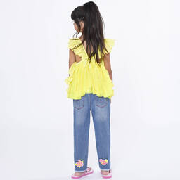 Billieblush-Girls Yellow Frilled Tulle Blouse | Childrensalon Outlet