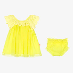 Billieblush-Желтое платье из тюля с рюшами | Childrensalon Outlet