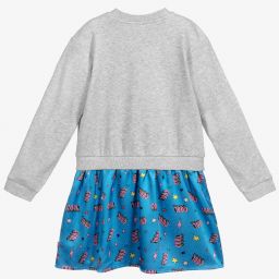 Billieblush-Grey Jersey & Blue Satin Dress | Childrensalon Outlet