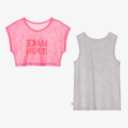 Billieblush-Grey & Neon Pink 2-in-1 Top | Childrensalon Outlet