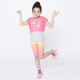 Billieblush-Grey & Neon Pink 2-in-1 Top | Childrensalon Outlet