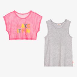 Billieblush-Grey & Neon Pink 2-in-1 Top | Childrensalon Outlet