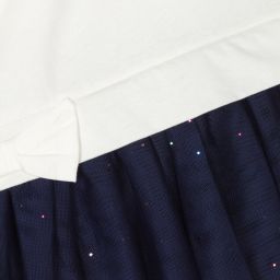 Billieblush-Ivory & Blue Heart Tulle Dress | Childrensalon Outlet