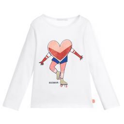 Billieblush-Ivory Cotton Heart Skater Top | Childrensalon Outlet