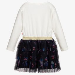 Billieblush-فستان قطن وتول لون عاجي وكحلي | Childrensalon Outlet