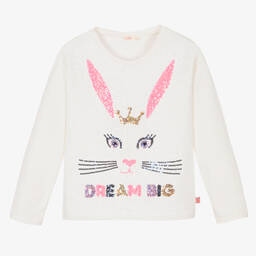 Billieblush-Ivory & Pink Bunny Sequin Top | Childrensalon Outlet