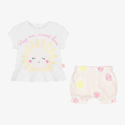 Billieblush-Little Ladies White & Pink Shorts Ensemble | Childrensalon Outlet