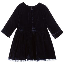 Billieblush-فستان أطفال بناتي مخمل مطرز لون كحلي | Childrensalon Outlet