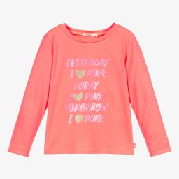 Billieblush-Neon Pink Glitter Slogan Top | Childrensalon Outlet