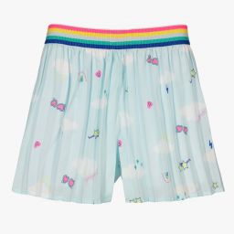 Billieblush-Pale Blue Cloud Satin Shorts | Childrensalon Outlet