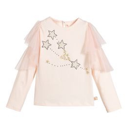 Billieblush Haut Rose Pale En Coton A Etoiles Childrensalon Outlet