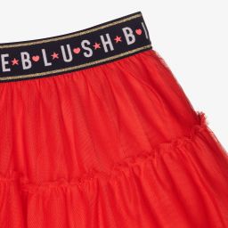 Billieblush-Red Tulle Logo Skirt | Childrensalon Outlet