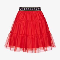 Billieblush-Red Tulle Logo Skirt | Childrensalon Outlet