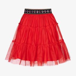 Billieblush-Red Tulle Logo Skirt | Childrensalon Outlet