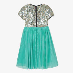 Billieblush-Turquoise Sequin & Tulle Dress | Childrensalon Outlet