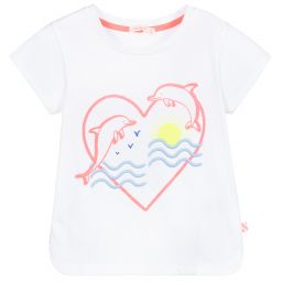 Billieblush-White Cotton Dolphin T-Shirt | Childrensalon Outlet