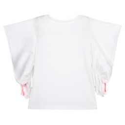 Billieblush-Белая хлопковая футболка с рюшами | Childrensalon Outlet