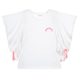 Billieblush-Белая хлопковая футболка с рюшами | Childrensalon Outlet