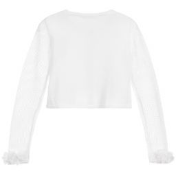 Billieblush-White Knitted Cotton Cardigan | Childrensalon Outlet