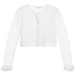 Billieblush-White Knitted Cotton Cardigan | Childrensalon Outlet