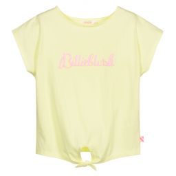 Billieblush-Yellow Cotton Logo T-Shirt | Childrensalon Outlet