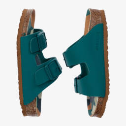 Birkenstock-Boys Teal Blue Faux Leather Sandals | Childrensalon Outlet