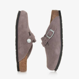 بيركنستوك-صندل كلوغ جلد صناعي لون بنفسجي للبنات | Childrensalon Outlet