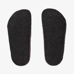 Birkenstock-Red Check Wool Lined Slippers | Childrensalon Outlet
