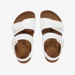 Birkenstock-White Faux Leather Sandals | Childrensalon Outlet