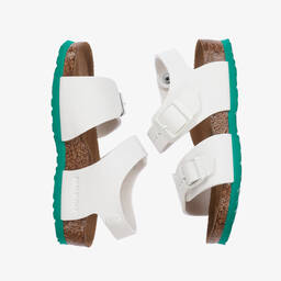 Birkenstock-White Faux Leather Sandals | Childrensalon Outlet