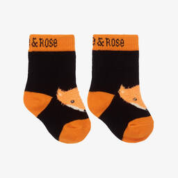 Blade & Rose-Black Cotton Fox Fluffy Socks | Childrensalon Outlet