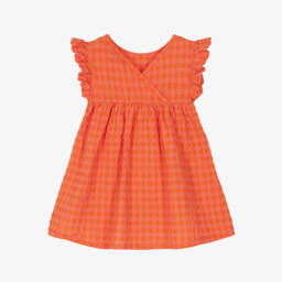 Bobo Choses-Girls Scarlet Seersucker Gingham Frock | Childrensalon Outlet