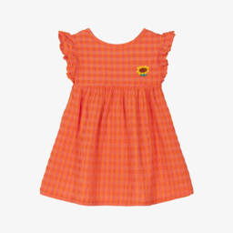 Bobo Choses-Girls Scarlet Seersucker Gingham Frock | Childrensalon Outlet