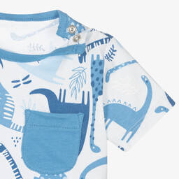 Boboli-Baby Boys Blue Cotton Dinosaur Shorts Set | Childrensalon Outlet