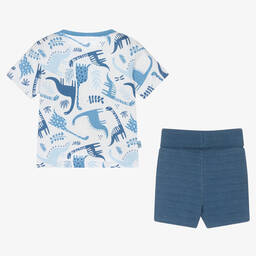 Boboli-Baby Boys Blue Cotton Dinosaur Shorts Set | Childrensalon Outlet