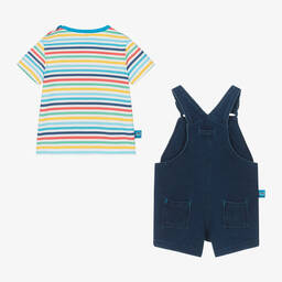Boboli-Baby Boys Blue Cotton Dungaree Set | Childrensalon Outlet