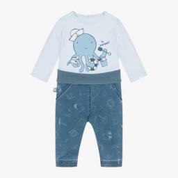 Bobux-طقم بنطلون قطن ودنيم لون أزرق للمواليد | Childrensalon Outlet