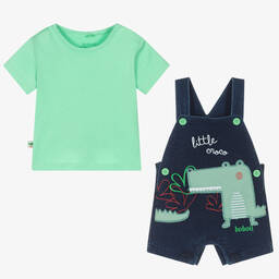 Bobux-طقم دانغريز قطن لون أزرق وأخضر للمواليد | Childrensalon Outlet