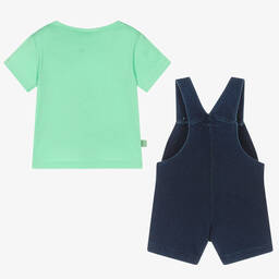 Bobux-طقم دانغريز قطن لون أزرق وأخضر للمواليد | Childrensalon Outlet