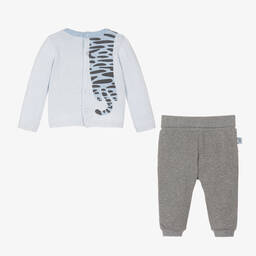 بوبولي-طقم بنطلون قطن وصوف لون أزرق ورمادي للمواليد | Childrensalon Outlet