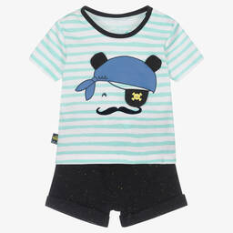 Boboli-Baby Boys Blue Stripe Pirate Shorts Set | Childrensalon Outlet