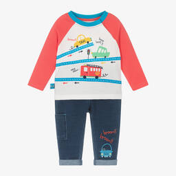 Boboli-Baby Boys Red & Blue Cotton Trouser Set | Childrensalon Outlet