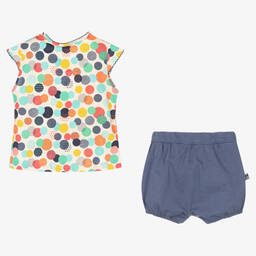 Boboli-Топ с геометрическим принтом и голубые шорты из хлопка | Childrensalon Outlet