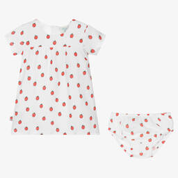 Boboli-Baby Girls White Cotton Apples Dress | Childrensalon Outlet