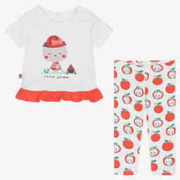 Boboli-Белый топ и легинсы с красными яблоками | Childrensalon Outlet