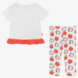 Boboli-Белый топ и легинсы с красными яблоками | Childrensalon Outlet