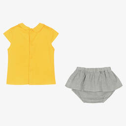 Boboli-Baby Girls Yellow & Grey Cotton Skirt Set | Childrensalon Outlet